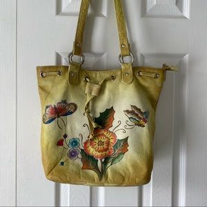 Boho leather Bag Hand painted